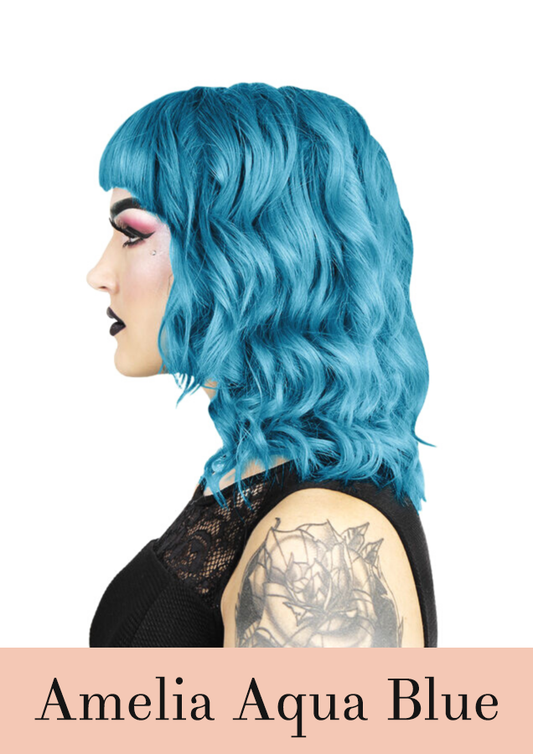 Hair dyed with Amelia Aqua Blue Herman's Amazing Hairdye