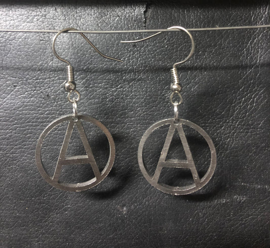 Two anarchist signs in stainless steel
