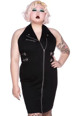 Anti-Club micro dress by Killstar worn by a plus size model