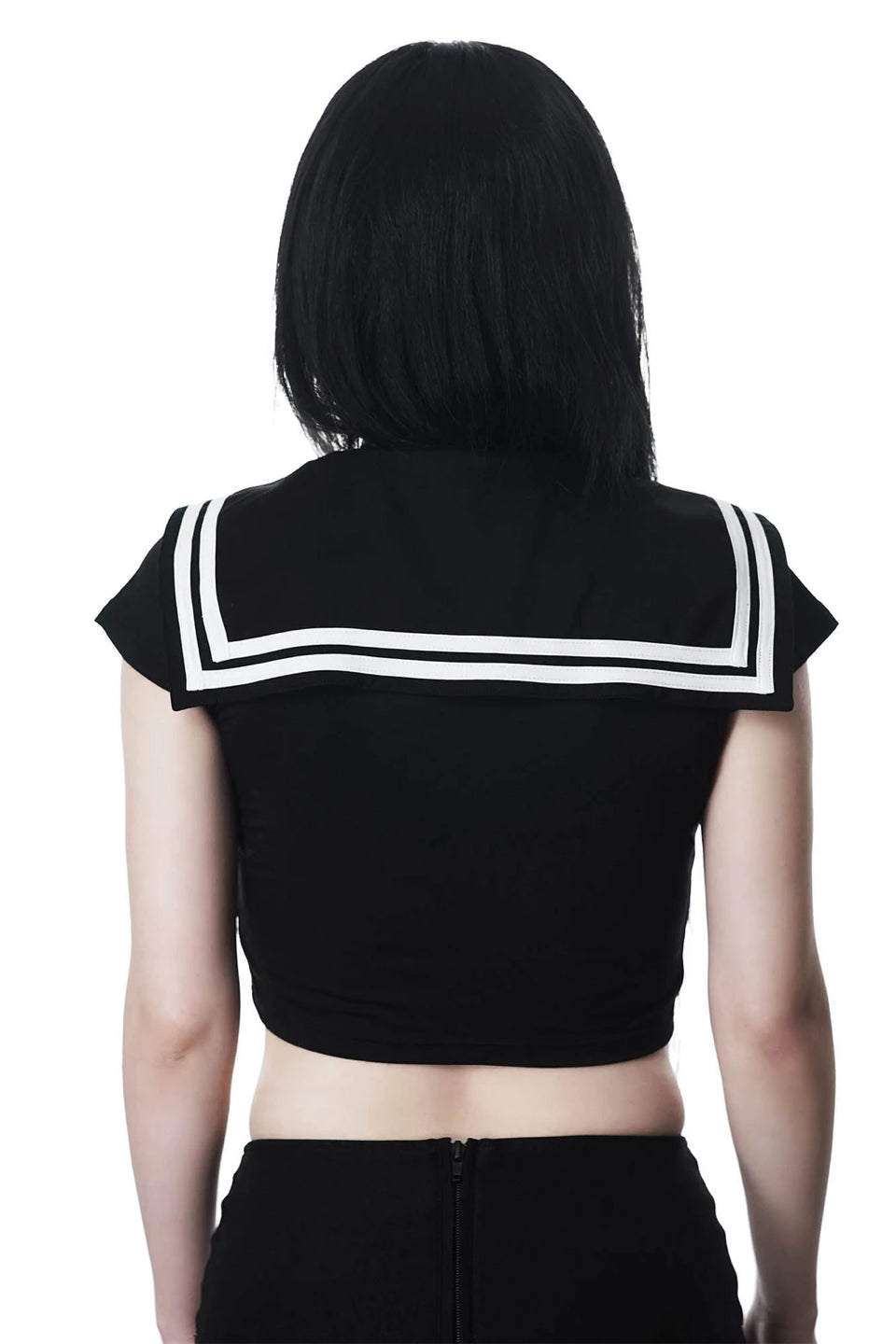 Anri crop top from Killstar, worn by a model. Back