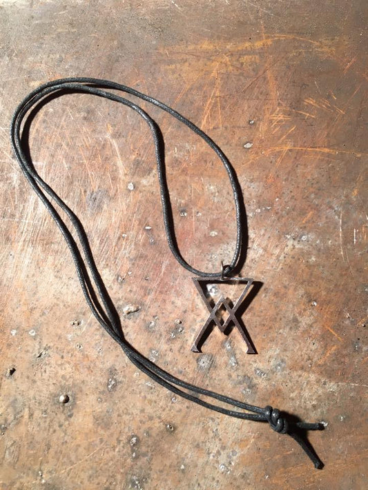 Arsenik symbol necklace in stainless steel and faux leather
