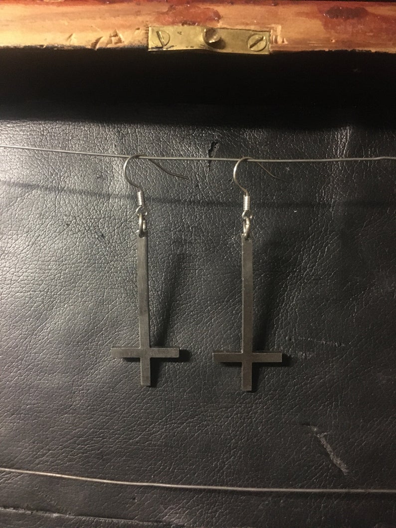 Inverted cross plain - örhänge par