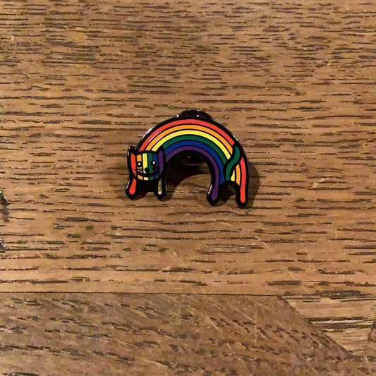 Rainbow cat Enamel Pin by Extremely Largeness