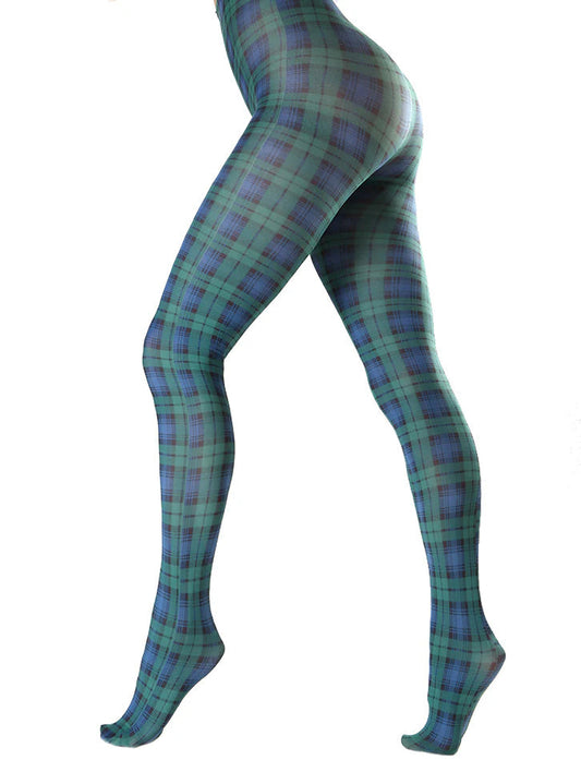 Black Watch Tartan Tights - One Size - Pamela Mann