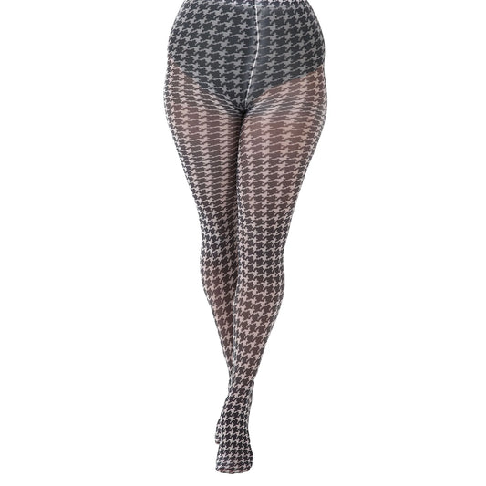 Dogtooth Printed Tights - One Size - Pamela Mann