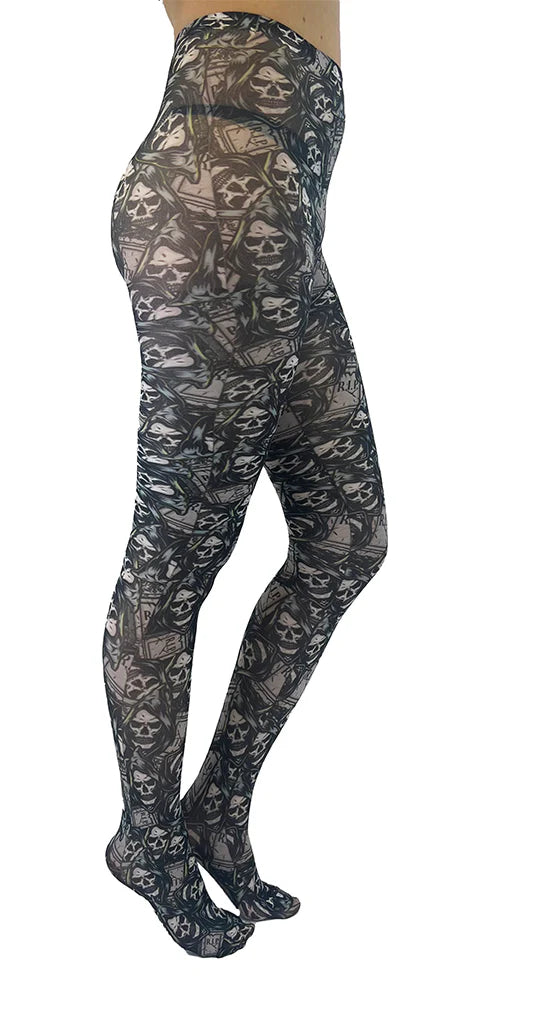 RIP Reaper Skull Tights - One Size - Pamela Mann