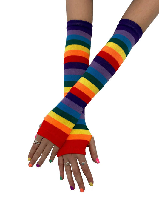 Rainbow Stripe Fingerless Gloves - Pamela Mann