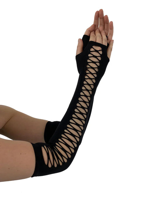 Slashed Sleeve Gloves - Pamela Mann
