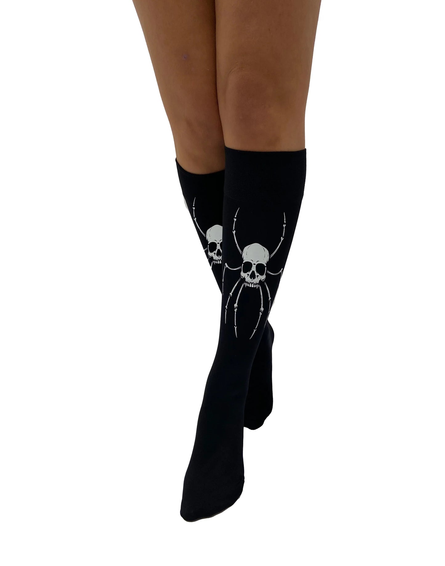 Spider Skeleton Transfer Knee High Socks - Pamela Mann