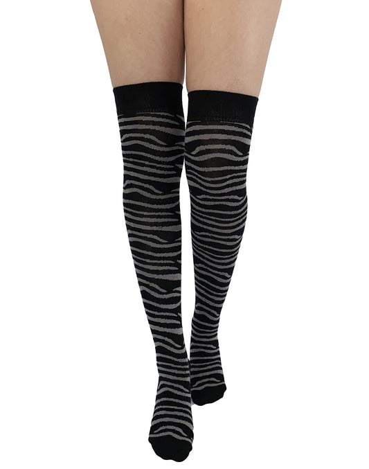 Over The Knee Socks Zebra Pattern - Pamela Mann