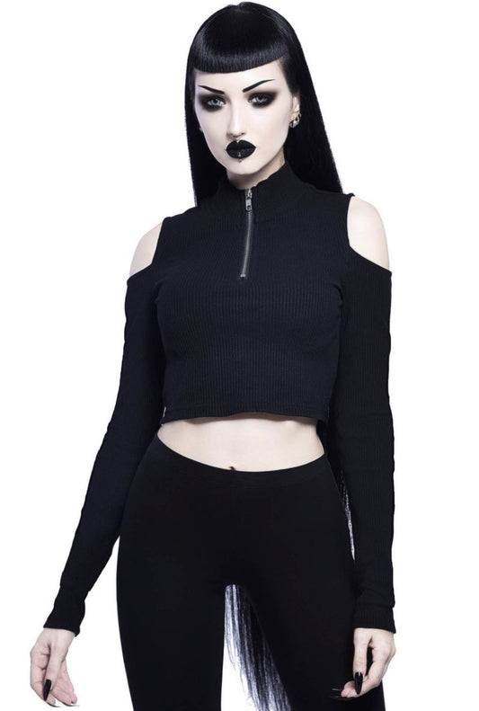 Phoebe Ribbed Top Black