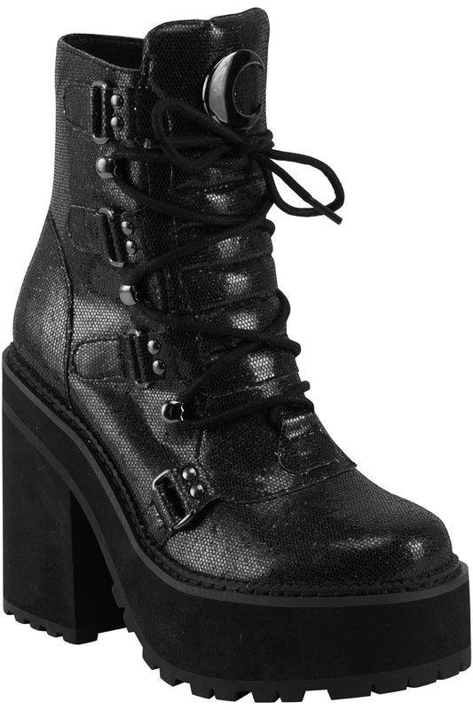 Broomrider Boots Black Glitter by Killstar