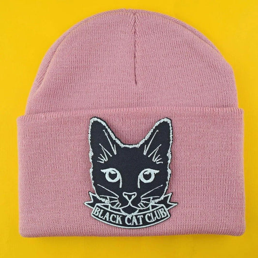 Black Cat Club Beanie Pink