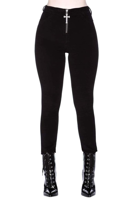 Stroke Of Midnight Velvet Trousers Black by Killstar