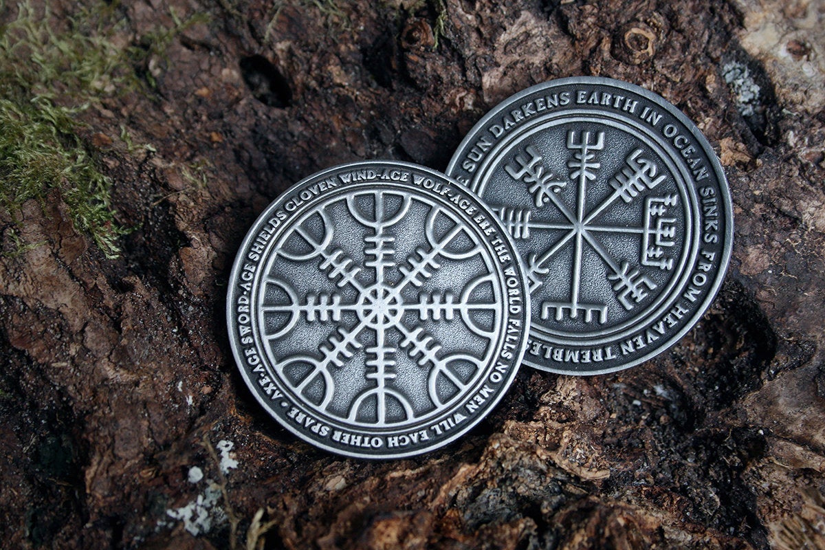 Two Aegishjalmur Vegvisir flipcoins