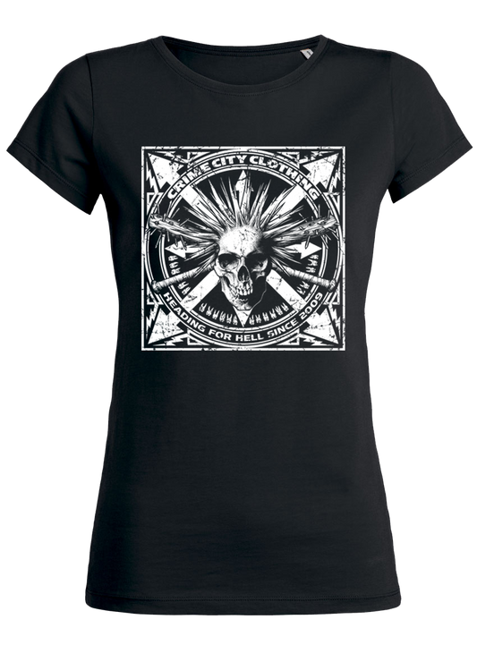 Crime City Clothing - Chaos Skull Logo Heading For Hell - T-shirt Slim Fit Black