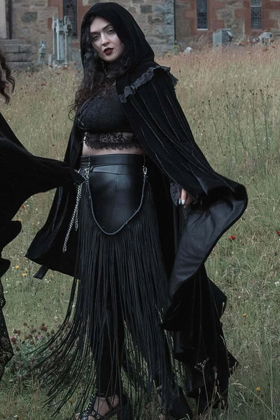 Annora Velvet Cape by Killstar, worn by a model