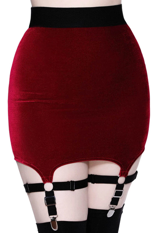 Cassandra Velvet Miniskirt Ruby by Killstar