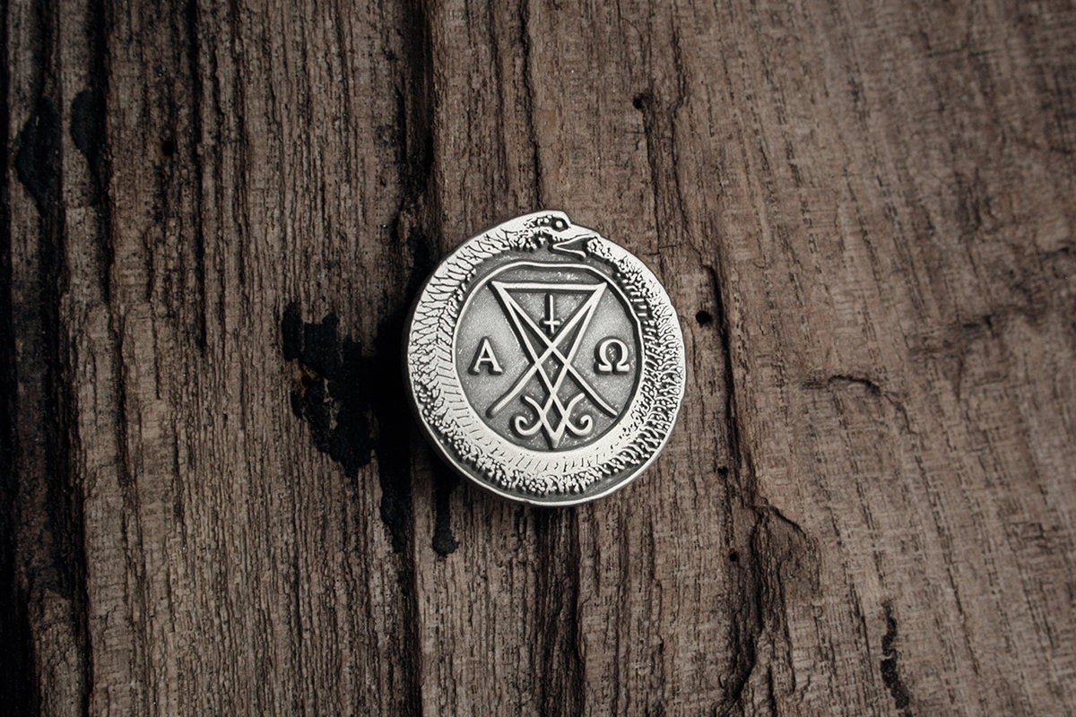 Ouroboros, alpha Omega, Lucifer seal Pin by Torvenius